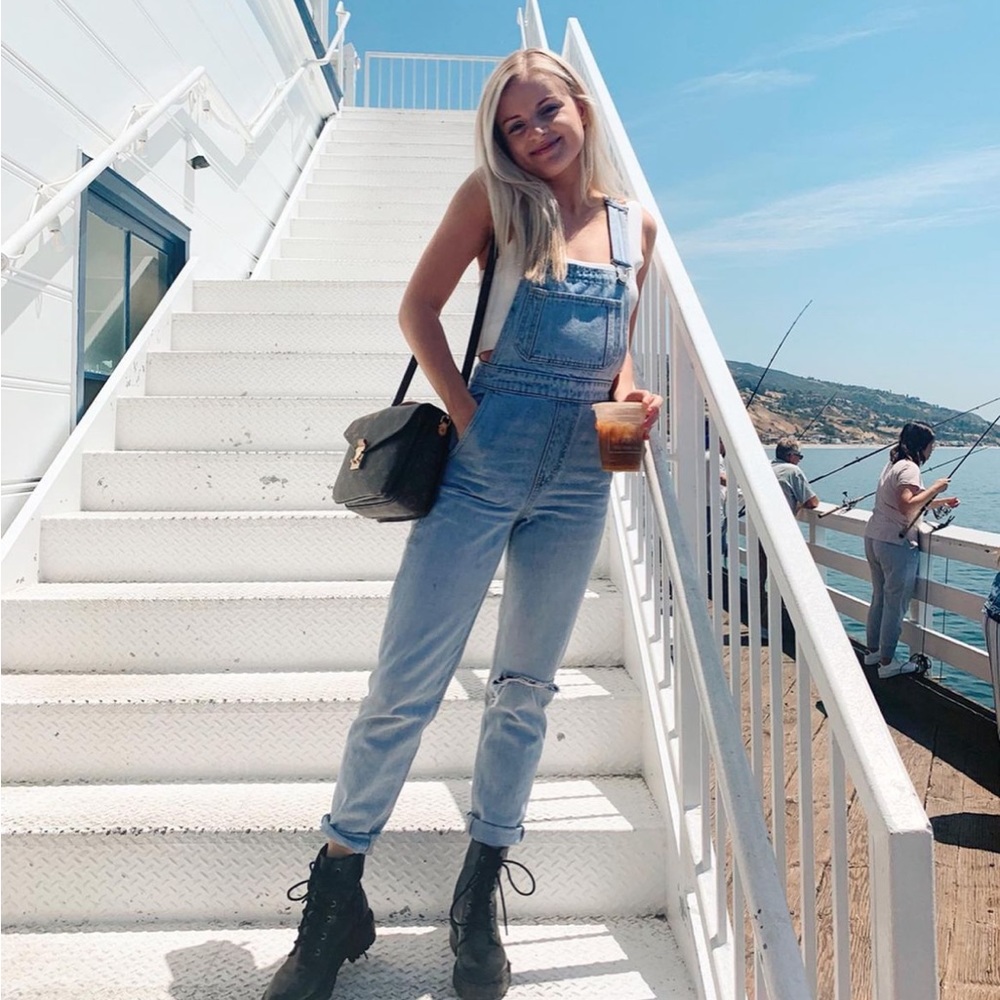Levi’s light wash straight leg overalls